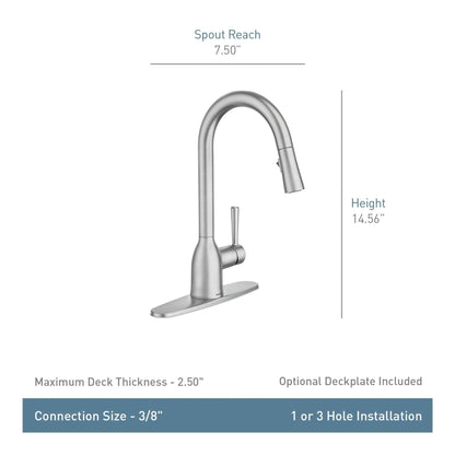MOEN Adler 87233 Single-Handle Pull-Down Sprayer Kitchen Faucet with Power Clean and Reflex in Chrome