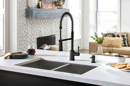 MOEN Indi 87194BL Single-Handle Pre-Rinse Spring Pulldown Sprayer Kitchen Faucet with Power Clean in Matte Black