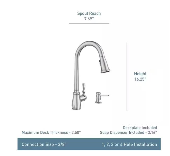 MOEN Fieldstone 87808SRS Single-Handle Pull-Down Sprayer Kitchen Faucet with Reflex and Power Clean in Spot Resist Stainless