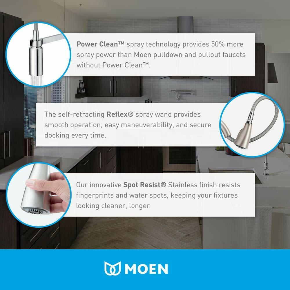 MOEN Kaden 87966SRS Single-Handle Pull-Down Sprayer Kitchen Faucet with Reflex and Power Clean in Spot Resist Stainless