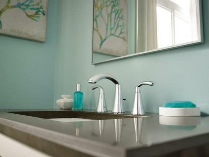 MOEN Glyde T6173BL Two-Handle 8-Inch Widespread High Arc Modern Bathroom Sink Faucet in Matte Black (Valve Required)