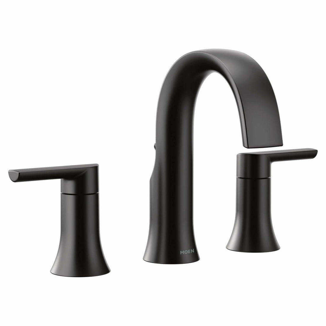 MOEN Doux TS6925BL Two-Handle 8-Inch Widespread Lever Handle Bathroom Faucet Trim Kit in Matte Black (Valve Required)