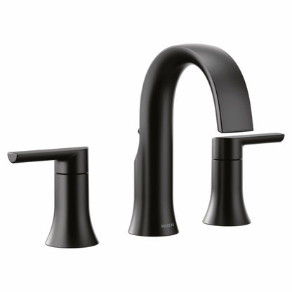 MOEN Doux TS6925BL Two-Handle 8-Inch Widespread Lever Handle Bathroom Faucet Trim Kit in Matte Black (Valve Required)