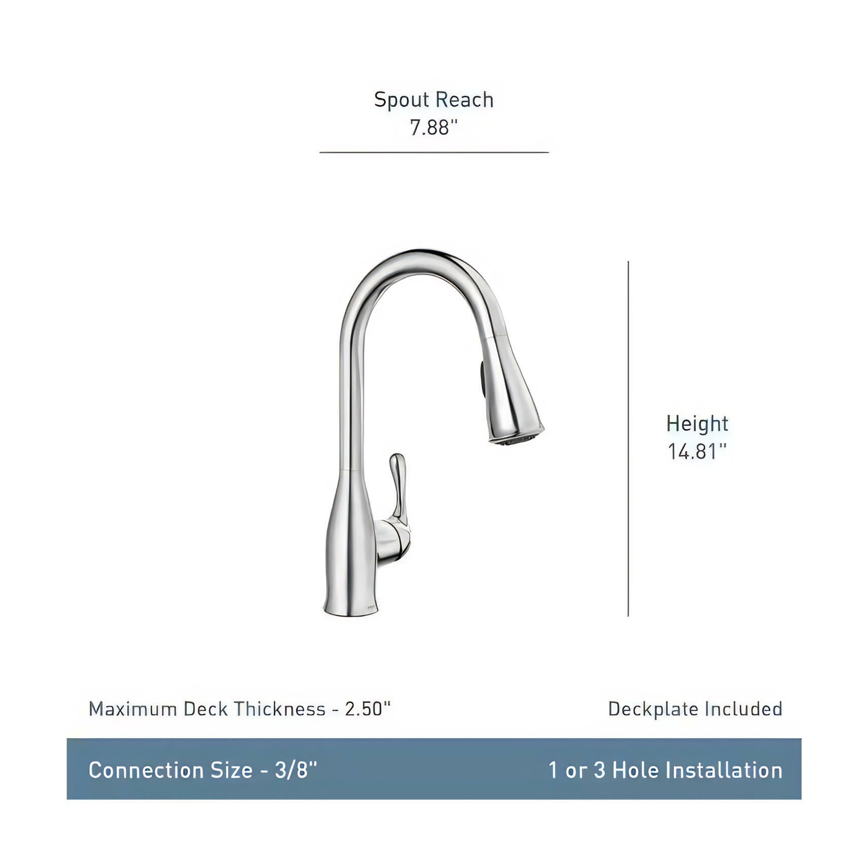 MOEN Kaden 87966 Single-Handle Pull-Down Sprayer Kitchen Faucet with Reflex and Power Clean in Chrome