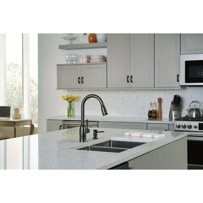 MOEN Noell 87791BRB Single-Handle Pull-Down Sprayer Kitchen Faucet with Reflex, Soap Dispenser and Power Clean in Mediterranean Bronze