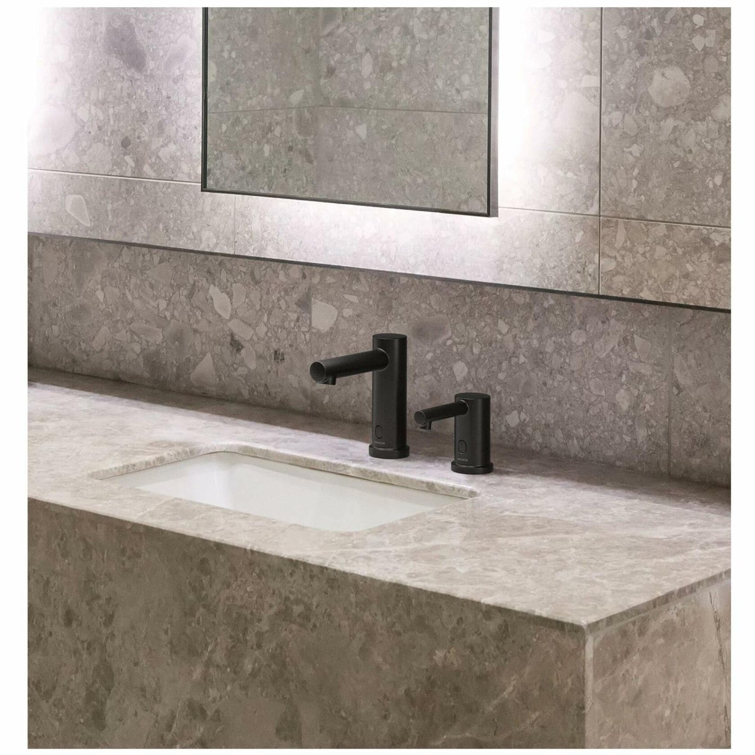 MOEN M-Power 8560BL Deck-mount Touchless Soap and Lotion Dispenser in Matte Black