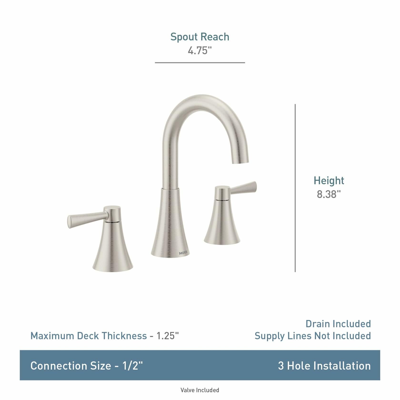 MOEN Ronan 84023BZG Widespread 2-Handle Bathroom Faucet in Bronzed Gold (Valve Included)