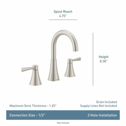 MOEN Ronan 84023BZG Widespread 2-Handle Bathroom Faucet in Bronzed Gold (Valve Included)