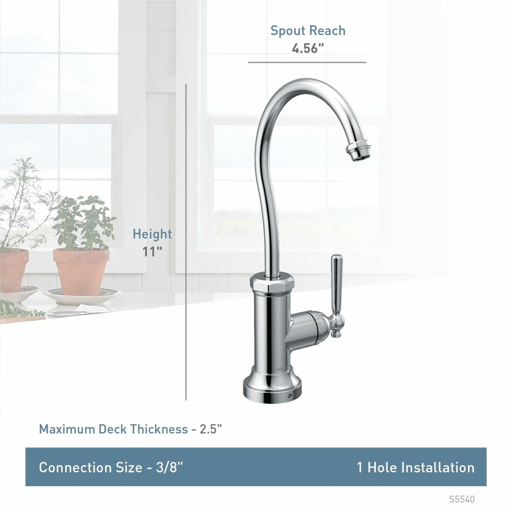 MOEN Paterson S5540 Sip Industrial Cold Water Kitchen Beverage Faucet with Optional Filtration System in Chrome