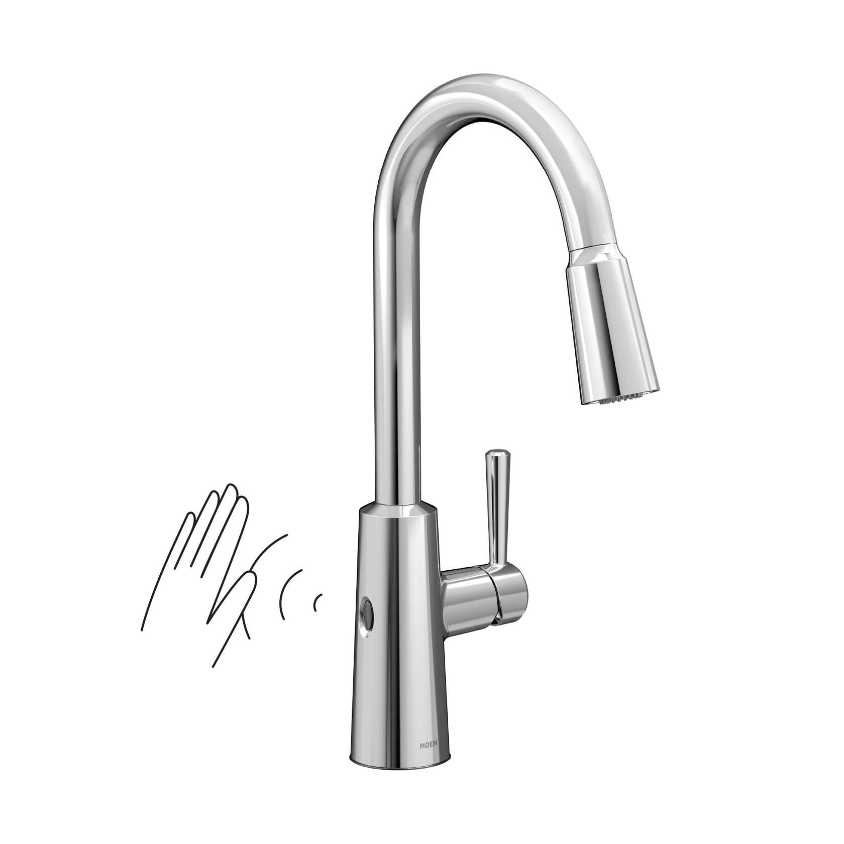 MOEN Riley 7402EW Touchless Single Handle Pull-Down Sprayer Kitchen Faucet in Chrome