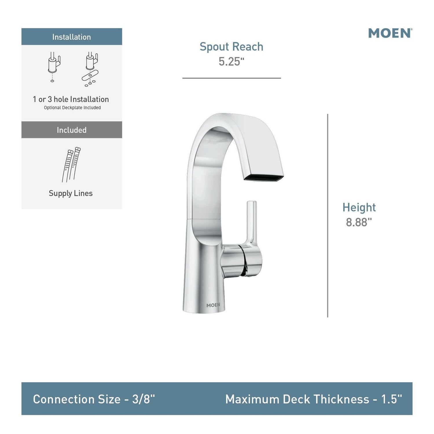 MOEN Avri 84156SRN One Handle Bathroom Sink Faucet in Spot Resist Brushed Nickel