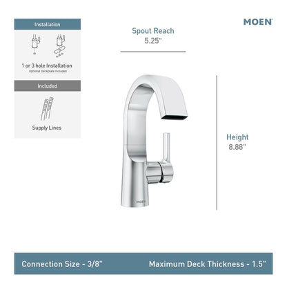 MOEN Avri 84156SRN One Handle Bathroom Sink Faucet in Spot Resist Brushed Nickel