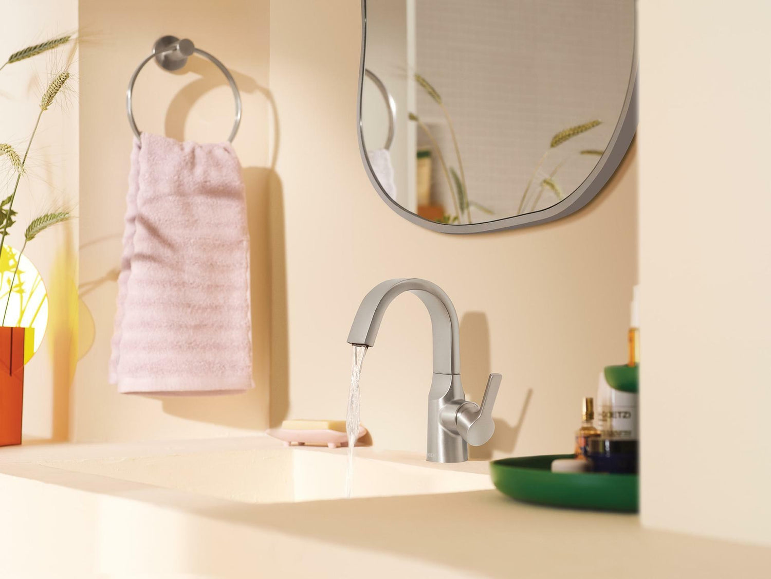 MOEN Avri 84156SRN One Handle Bathroom Sink Faucet in Spot Resist Brushed Nickel