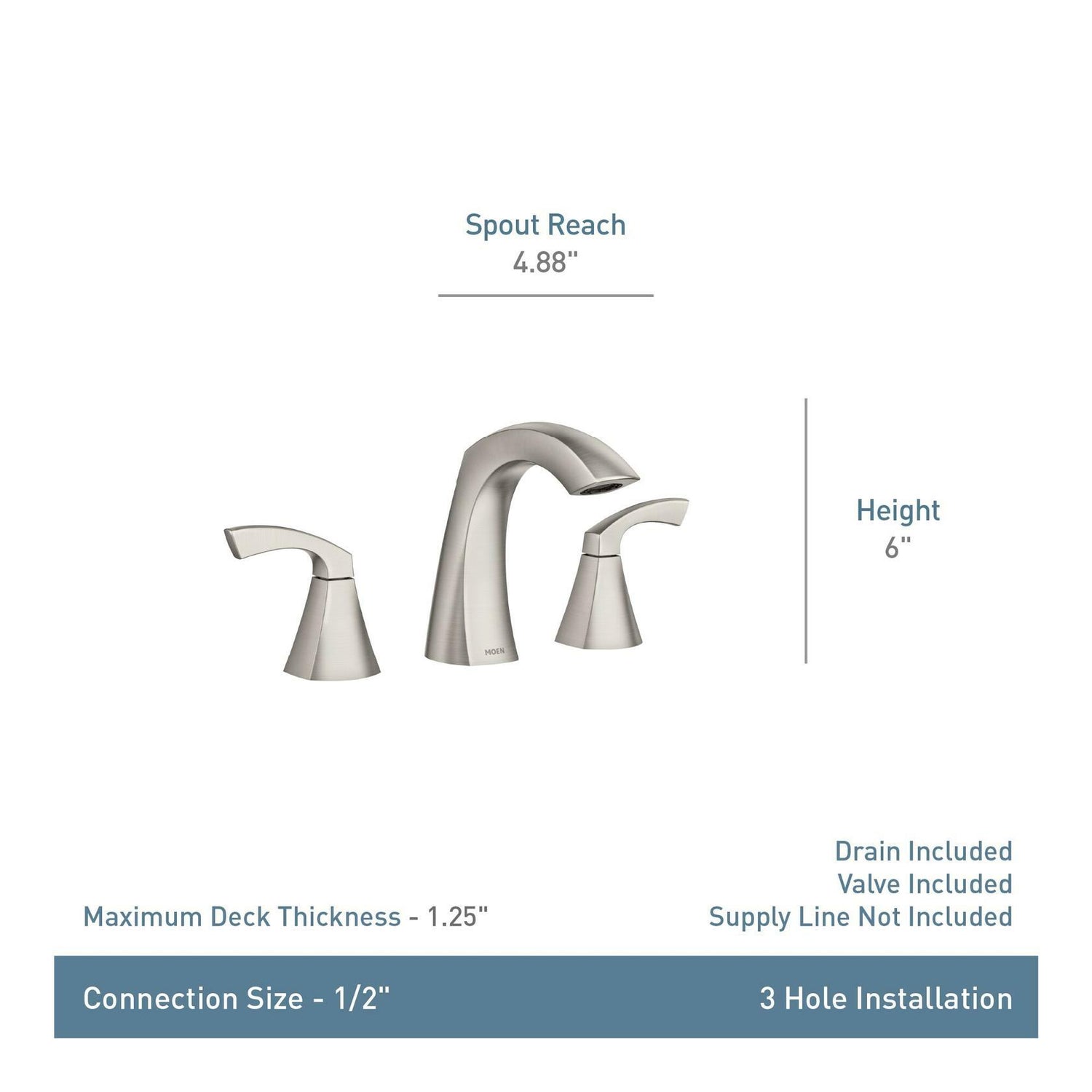 MOEN Lindor 84504BG Widespread Two Handle High-Arc Bathroom Sink Faucet in Brushed Gold