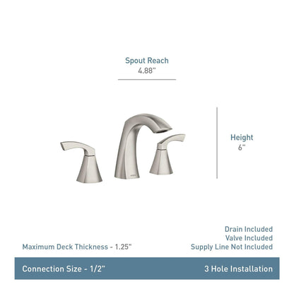 MOEN Lindor 84504BG Widespread Two Handle High-Arc Bathroom Sink Faucet in Brushed Gold