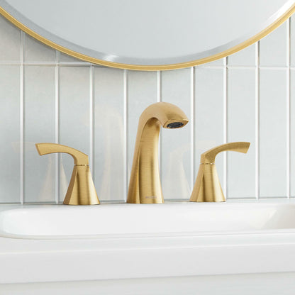 MOEN Lindor 84504BG Widespread Two Handle High-Arc Bathroom Sink Faucet in Brushed Gold