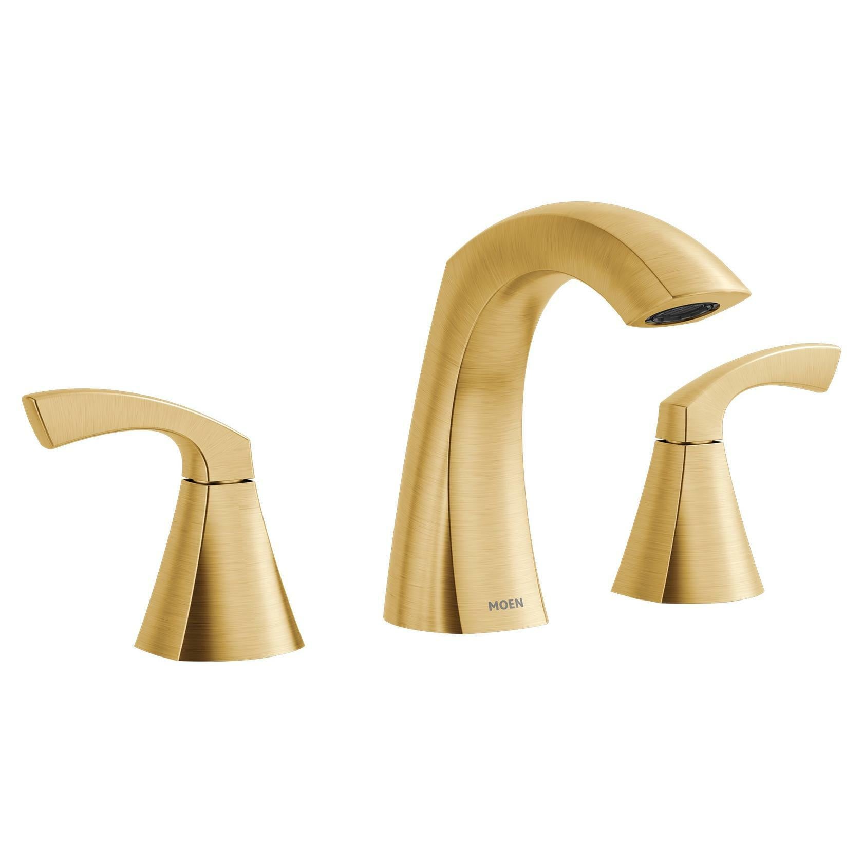 MOEN Lindor 84504BG Widespread Two Handle High-Arc Bathroom Sink Faucet in Brushed Gold