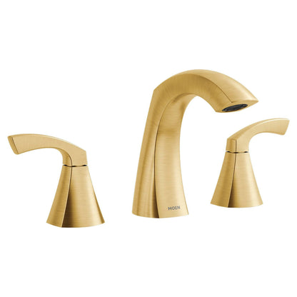 MOEN Lindor 84504BG Widespread Two Handle High-Arc Bathroom Sink Faucet in Brushed Gold