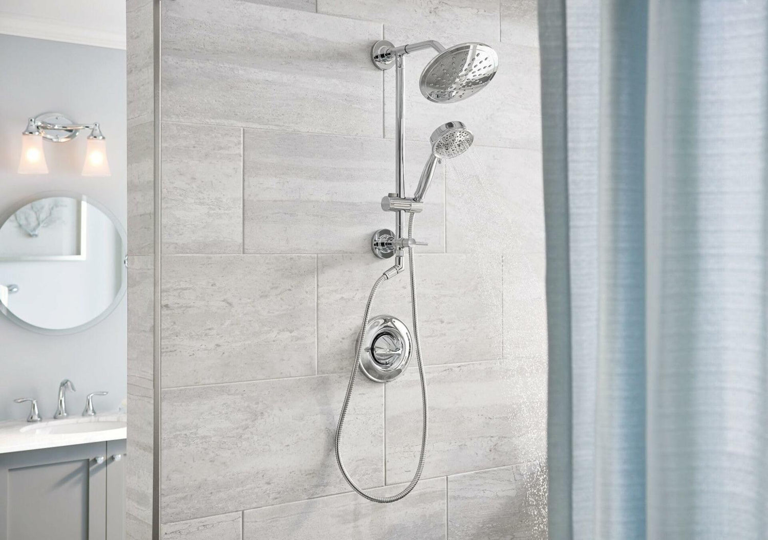 MOEN TS3661NH Shower Rail System with 2-Function Diverter in Chrome (Valve Not Included)