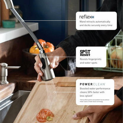 MOEN Conneaut 87801SRS One Handle Pulldown Kitchen Sink Faucet with Power Clean in Spot Resist Stainless