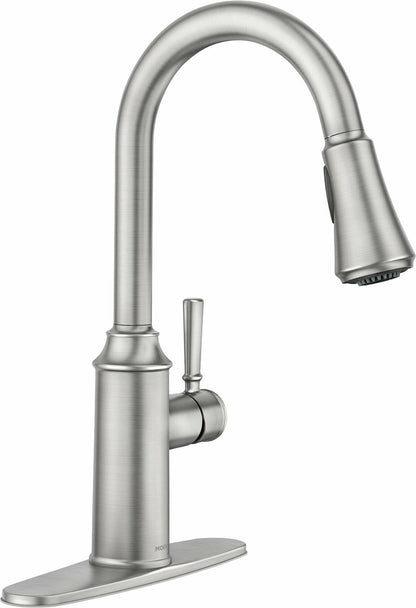 MOEN Conneaut 87801SRS One Handle Pulldown Kitchen Sink Faucet with Power Clean in Spot Resist Stainless
