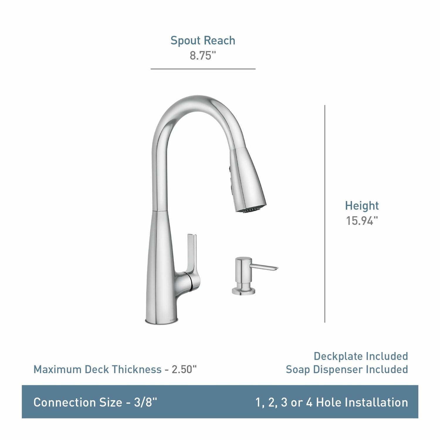 MOEN Haelyn 87627SRS Single-Handle Pull-Down Sprayer Kitchen Faucet with Reflex and Power Boost in Spot Resist Stainless