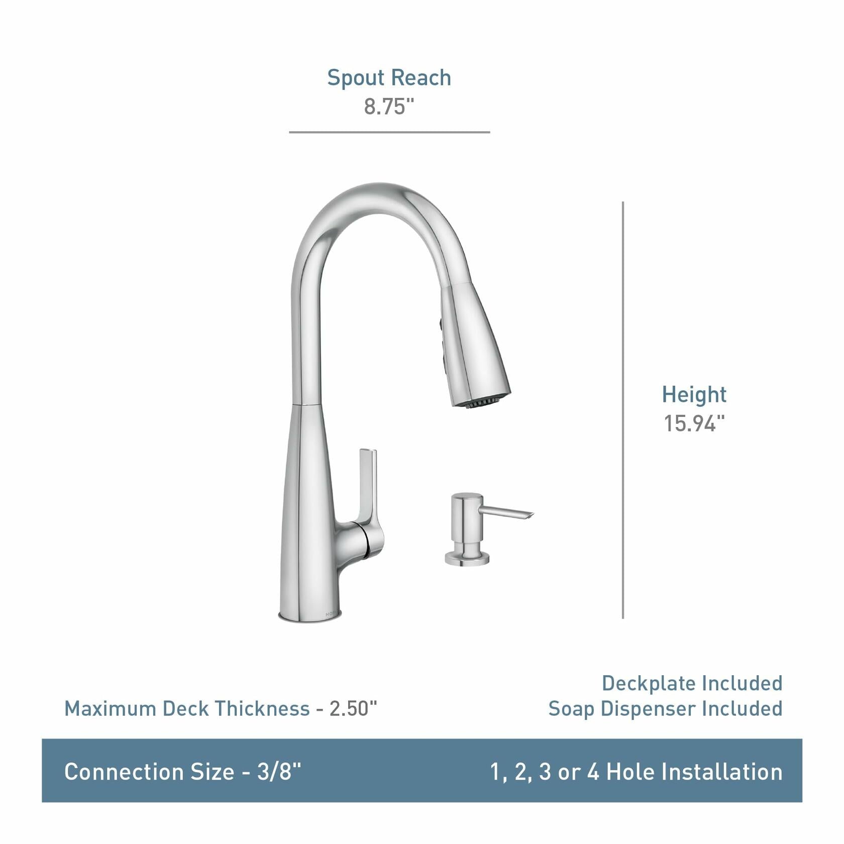 MOEN Haelyn 87627SRS Single-Handle Pull-Down Sprayer Kitchen Faucet with Reflex and Power Boost in Spot Resist Stainless