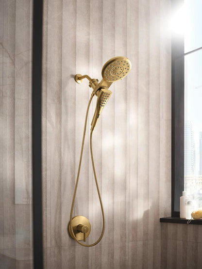 MOEN Verso 220C3BG 8-Spray Patterns with 2.5 GPM 7 in. Wall Mount Dual Handheld Shower Heads with Infiniti Dial in Brushed Gold