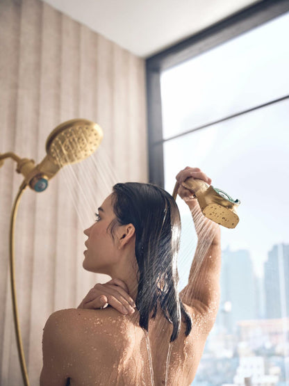 MOEN Verso 220C3BG 8-Spray Patterns with 2.5 GPM 7 in. Wall Mount Dual Handheld Shower Heads with Infiniti Dial in Brushed Gold