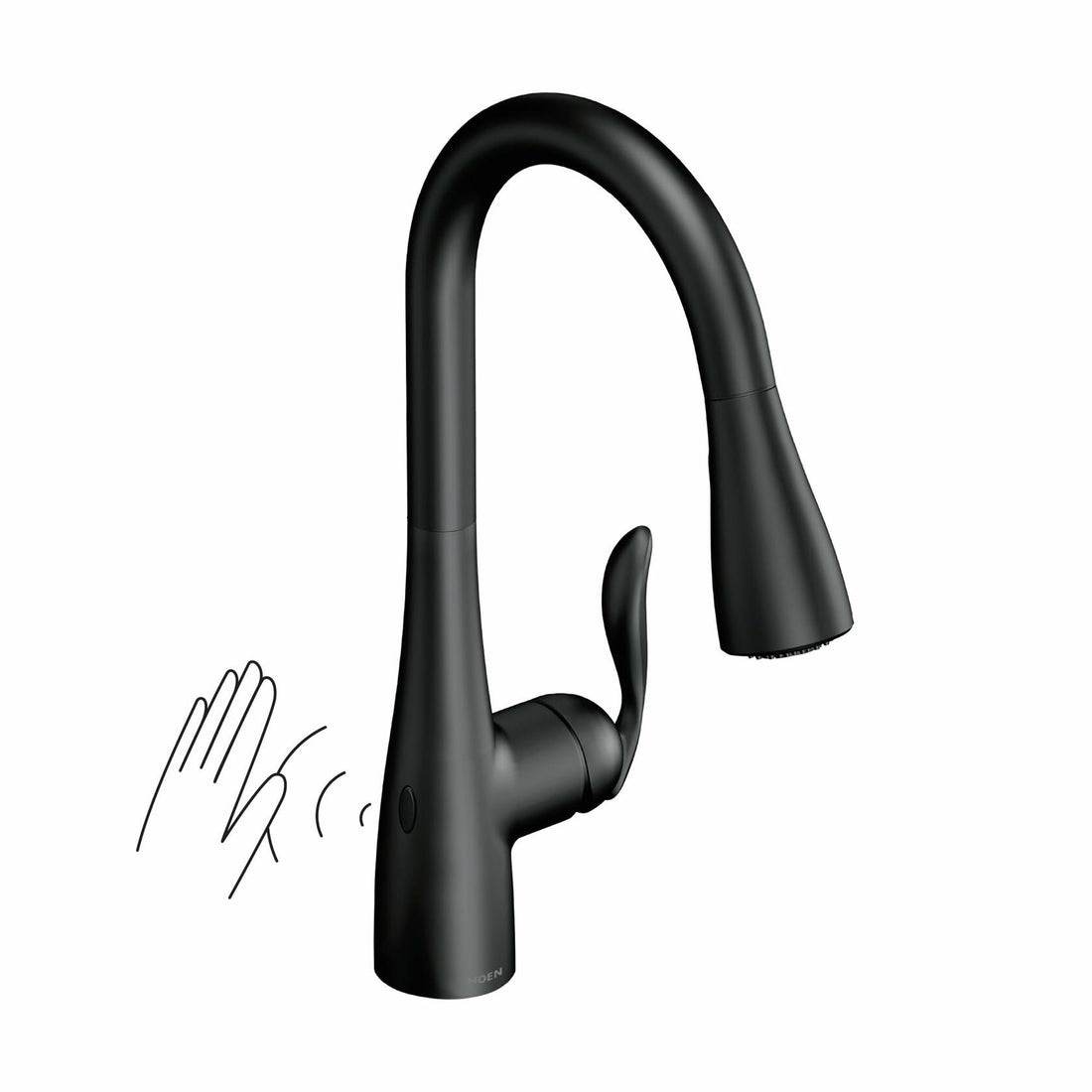 MOEN Arbor 7594EWBL Touchless Pull Down Sprayer Kitchen Faucet with 360 Degree Spout Swivel and Power Clean in Matte Black