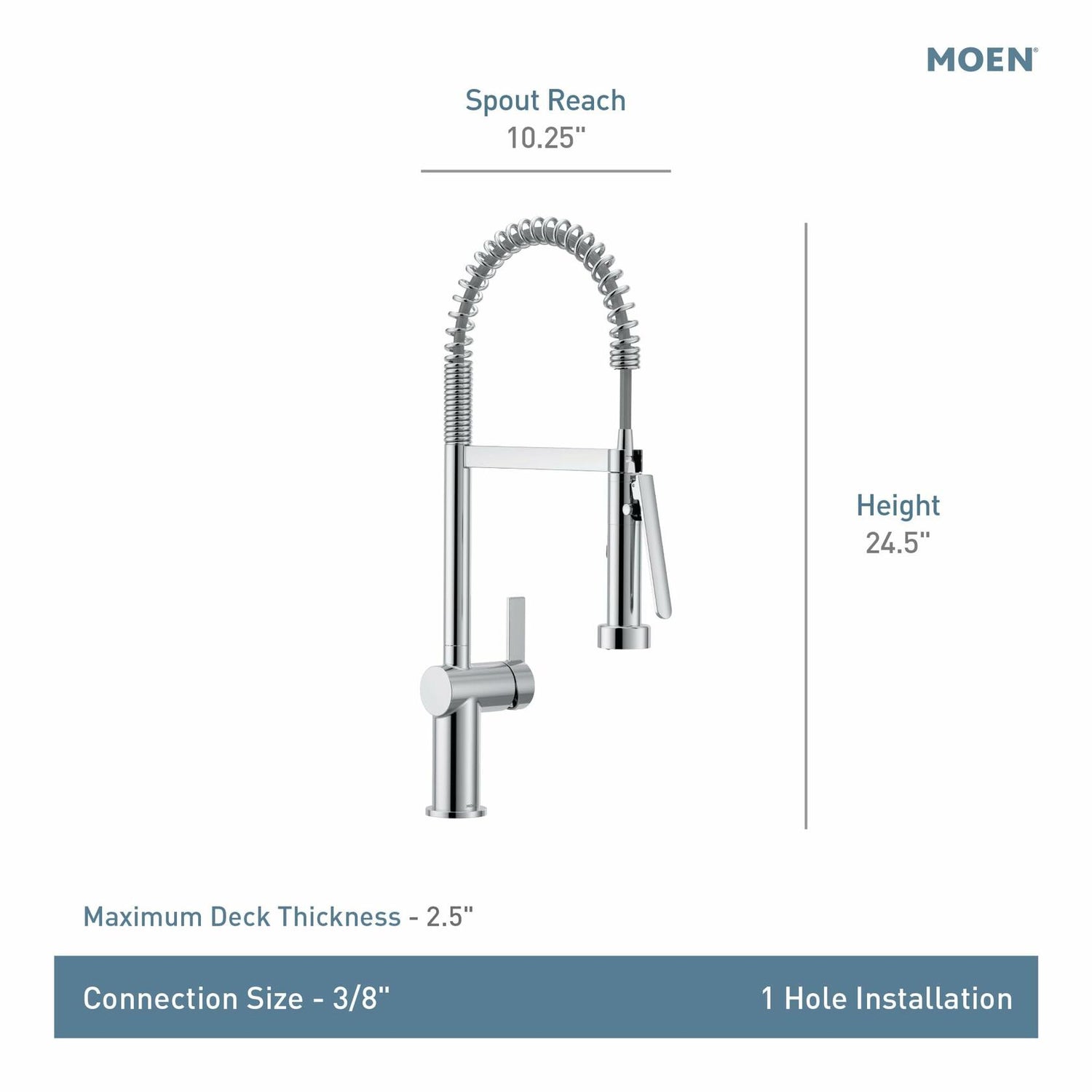 MOEN CIA 7822BL Pre-Rinse Spring Kitchen Faucet with PowerBoost Pro in Matte Black
