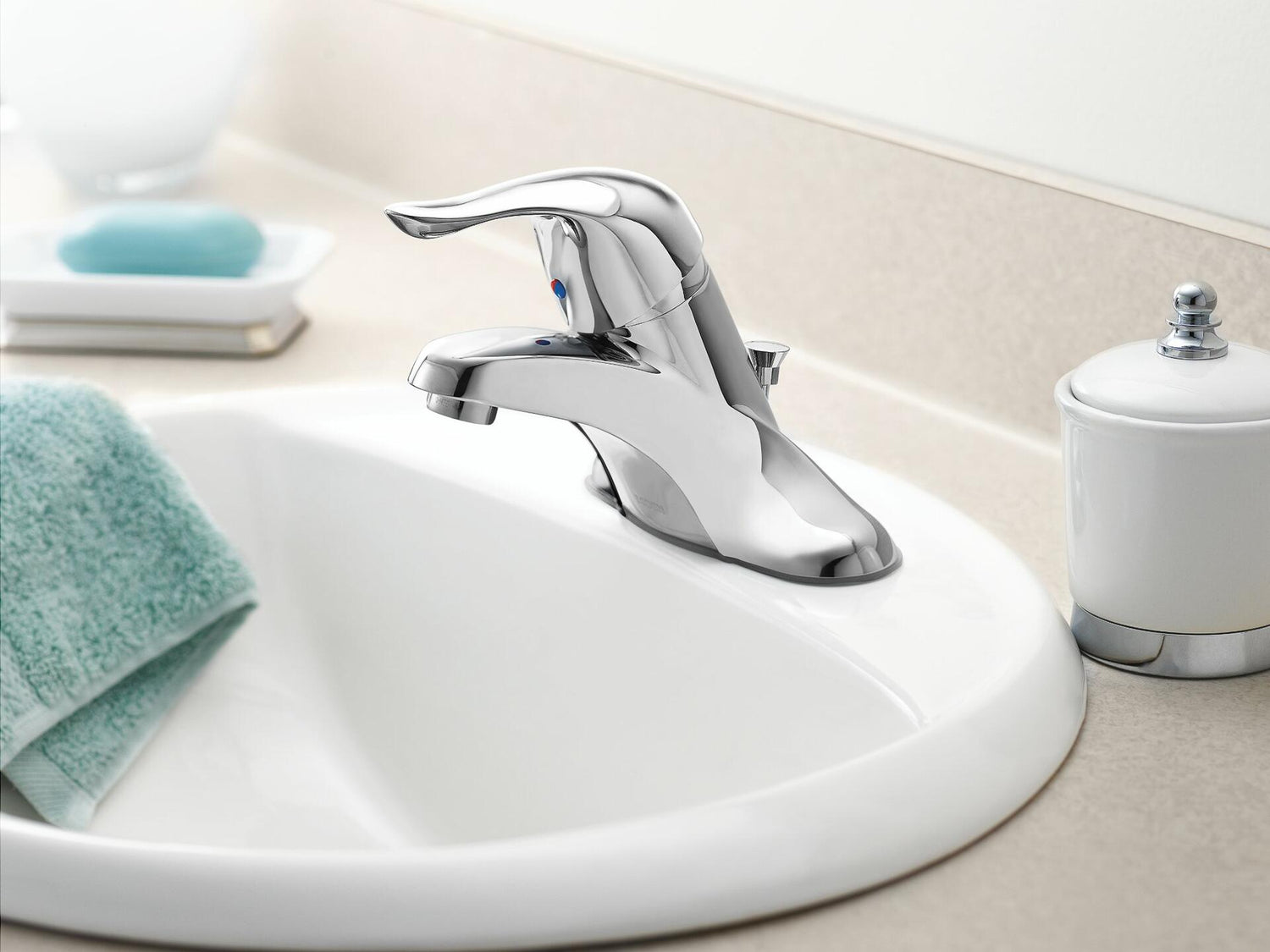 Moen Chateau L4621 Single Handle Centerset Bathroom Faucet in Chrome (Valve Included)