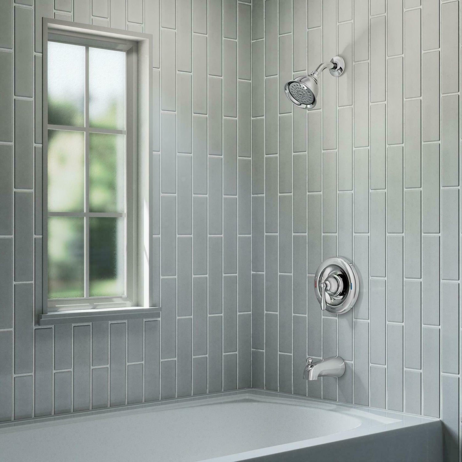 MOEN Caldwell 82496EP Posi-Temp Eco-Performance Pressure Balanced Tub and Shower Trim in Chrome (Valve Included)