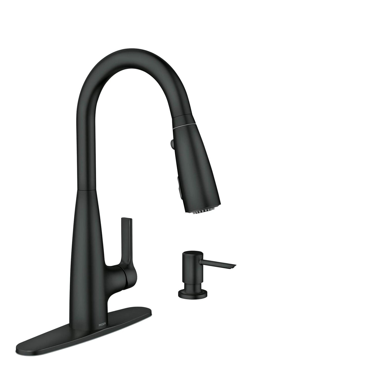 MOEN Haelyn 87627EIBL Pull Down Sprayer Kitchen Faucet ColorCue with 360 Degree Spout Swivel and Power Boost in Matte Black