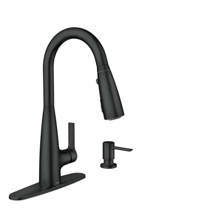 MOEN Haelyn 87627EIBL Pull Down Sprayer Kitchen Faucet ColorCue with 360 Degree Spout Swivel and Power Boost in Matte Black