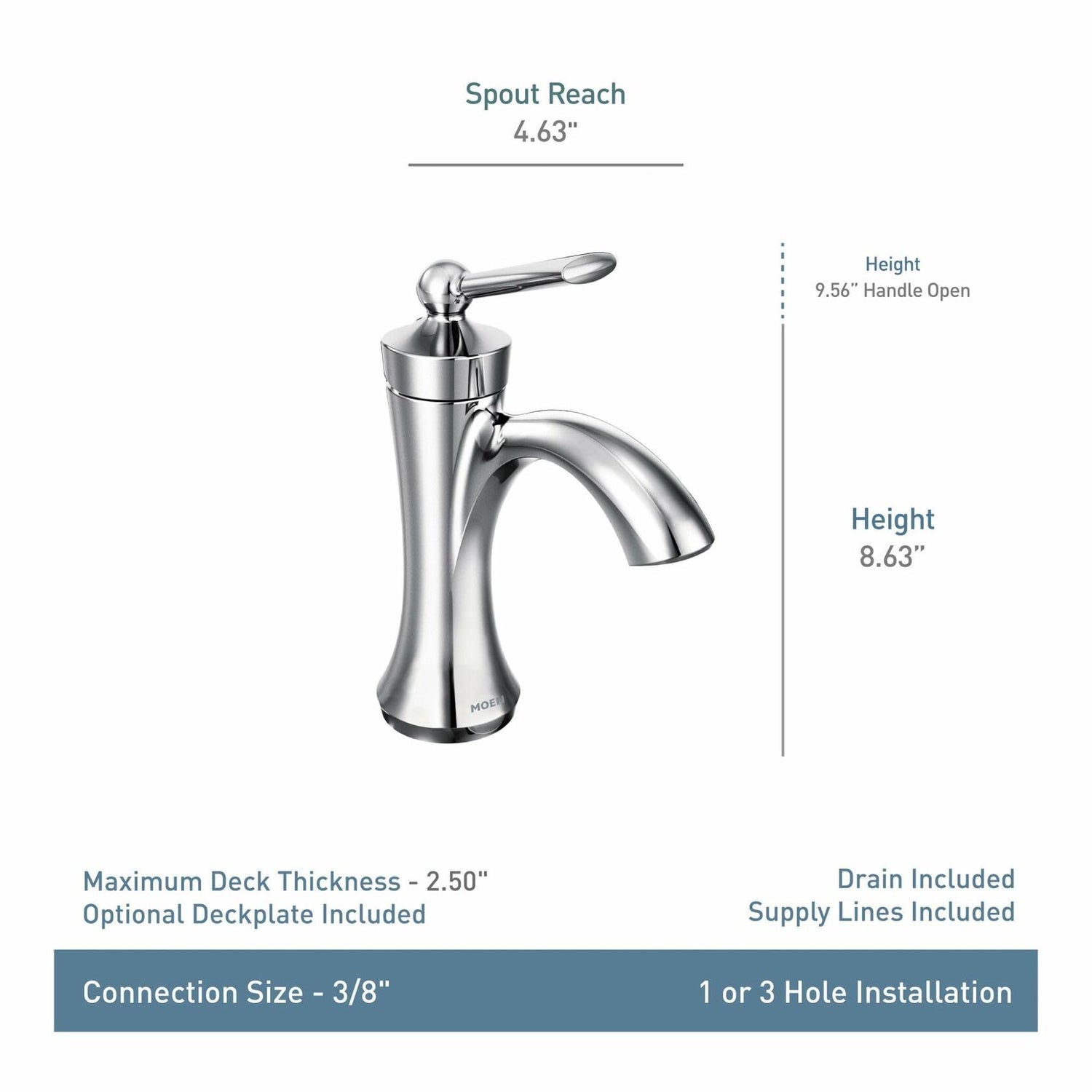 MOEN Wynford 4500BN Single Hole Single-Handle High-Arc Bathroom Faucet in Brushed Nickel