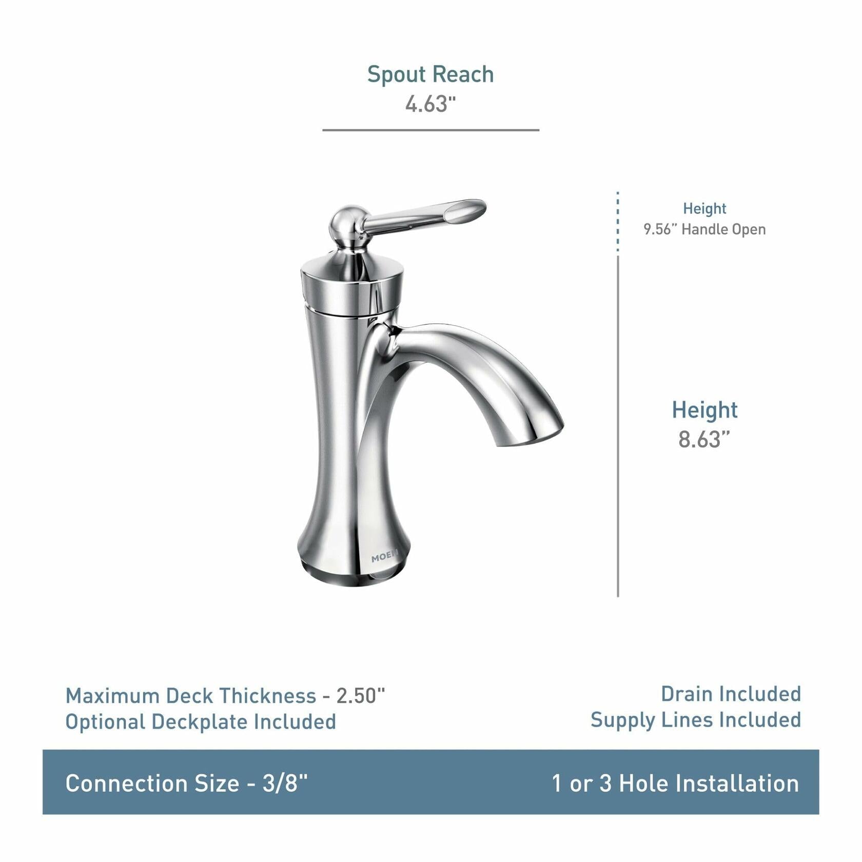 MOEN Wynford 4500BN Single Hole Single-Handle High-Arc Bathroom Faucet in Brushed Nickel