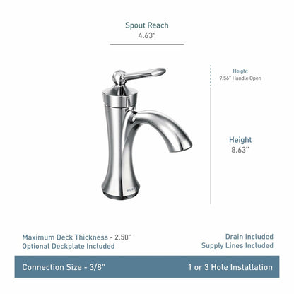 MOEN Wynford 4500BN Single Hole Single-Handle High-Arc Bathroom Faucet in Brushed Nickel