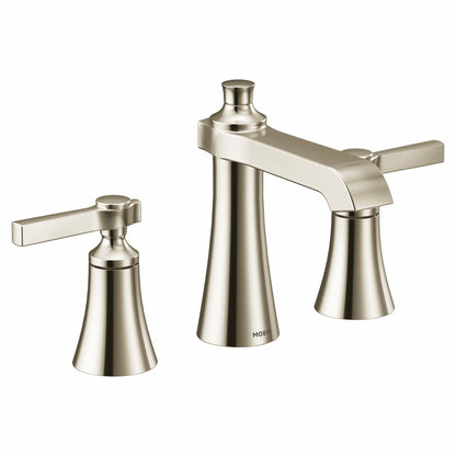 Moen TS6984NL Flara Two-Handle 8 in. Widespread Lever Handle Bathroom Faucet Trim Kit, Valve Required, Polished Nickel