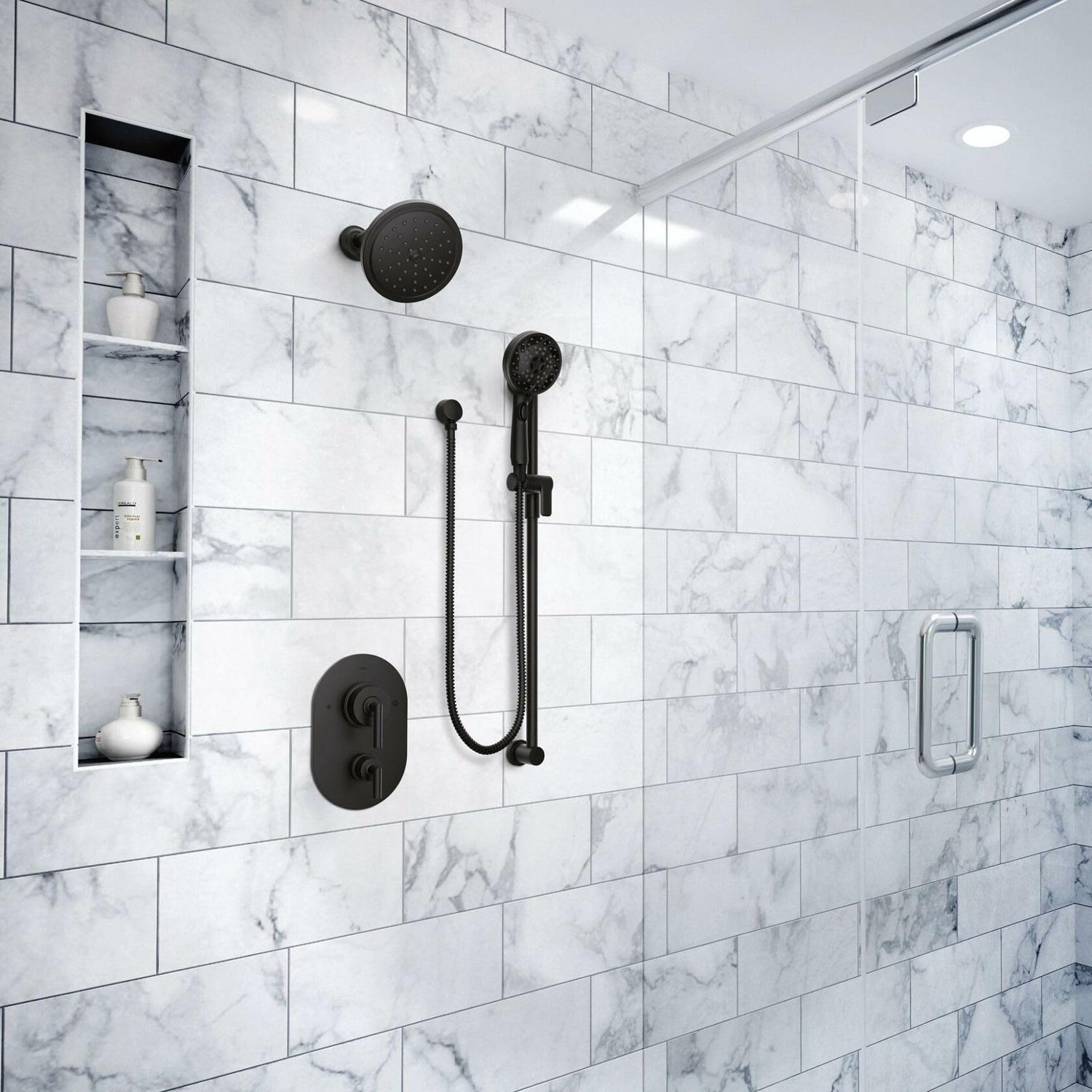MOEN 3670EPBL 5-Function Massaging Handshower with Toggle Pause, Includes 30-Inch Slide Bar and 69-Inch Hose in Matte Black