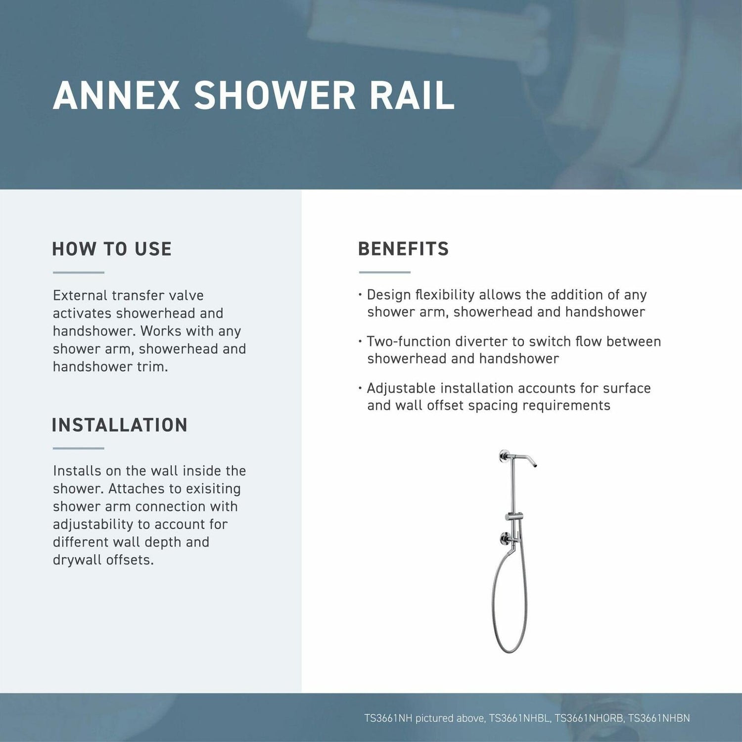 MOEN Annex TS3661NHBL Shower Slidebar and Shower Hose System Trim in Matte Black (Valve Required)