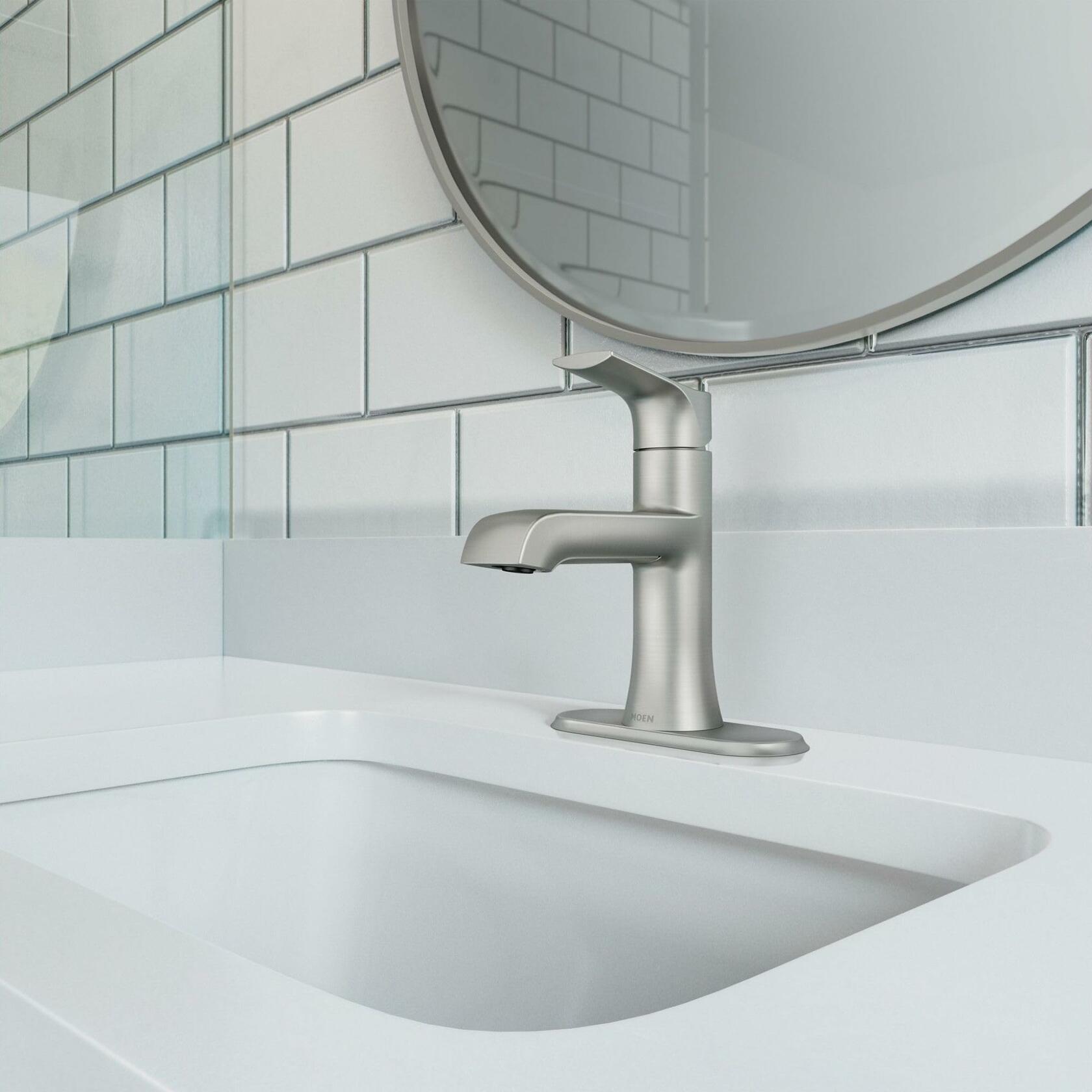 MOEN Liso 84540SRN Single Handle Single Hole Bathroom Faucet in Spot Resist Brushed Nickel