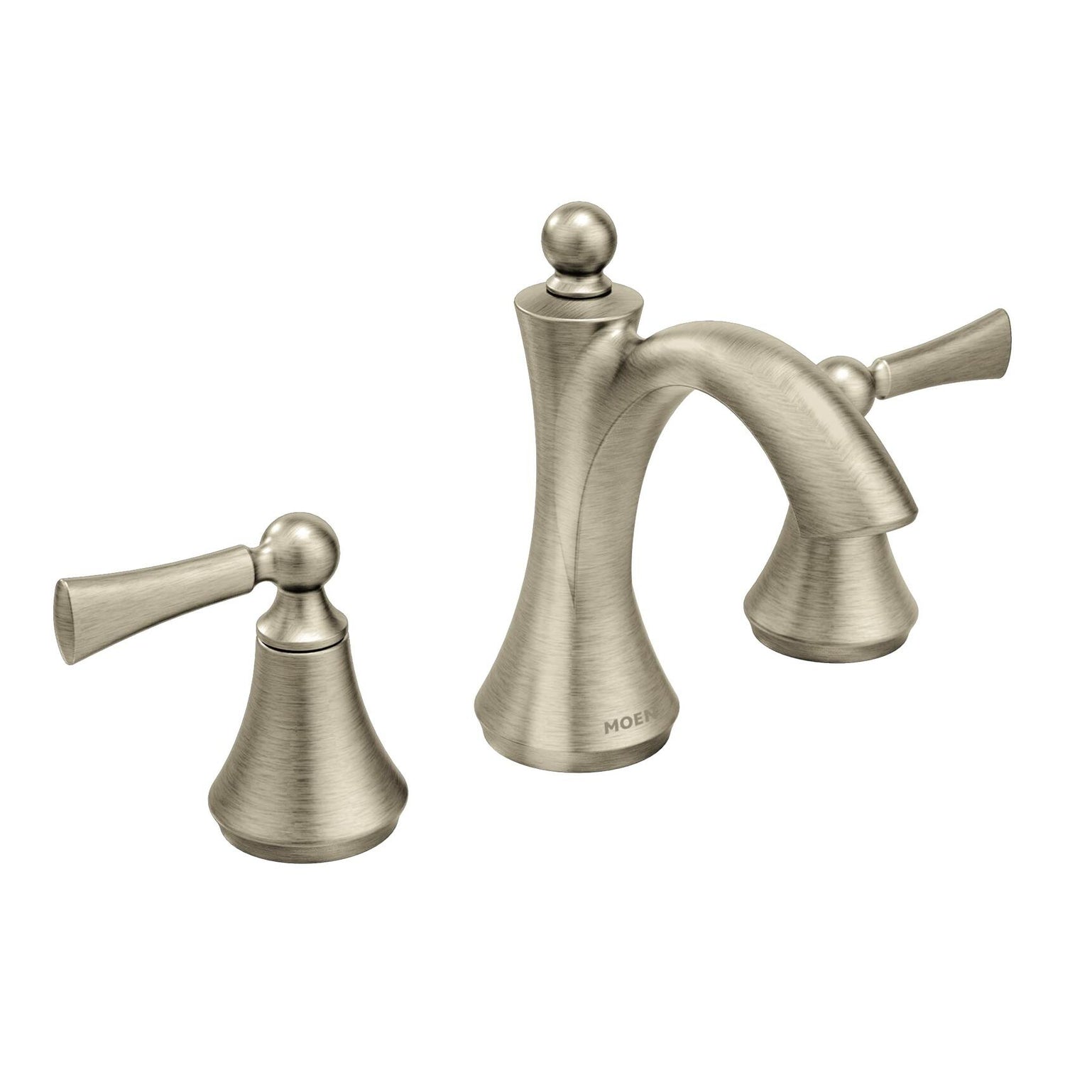 MOEN Wynford T4520BN Two-Handle Widespread High-Arc Bathroom Faucet with Lever Handles in in Brushed Nickel  (Valve Required)