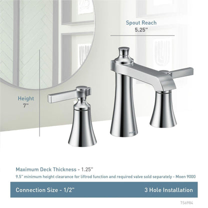 MOEN Flara TS6984 Widespread 2-Handle High-Arc Bathroom Faucet Trim Kit in Chrome (Valve Not Included)