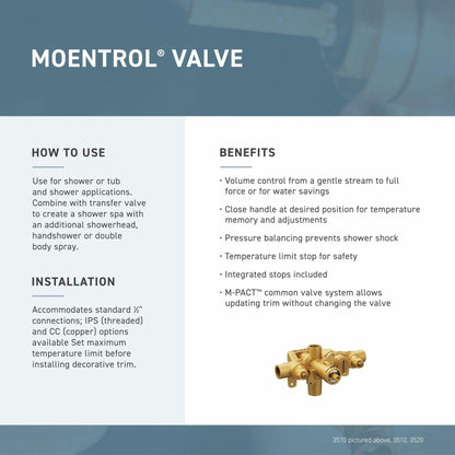 MOEN M-PACT 3570 Moentrol Shower Valve with Stops, 1/2-Inch CC