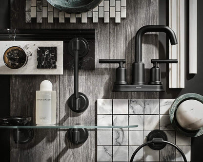 MOEN Gibson 6150BL Centerset 2-Handle High-Arc Bathroom Faucet in Matte Black