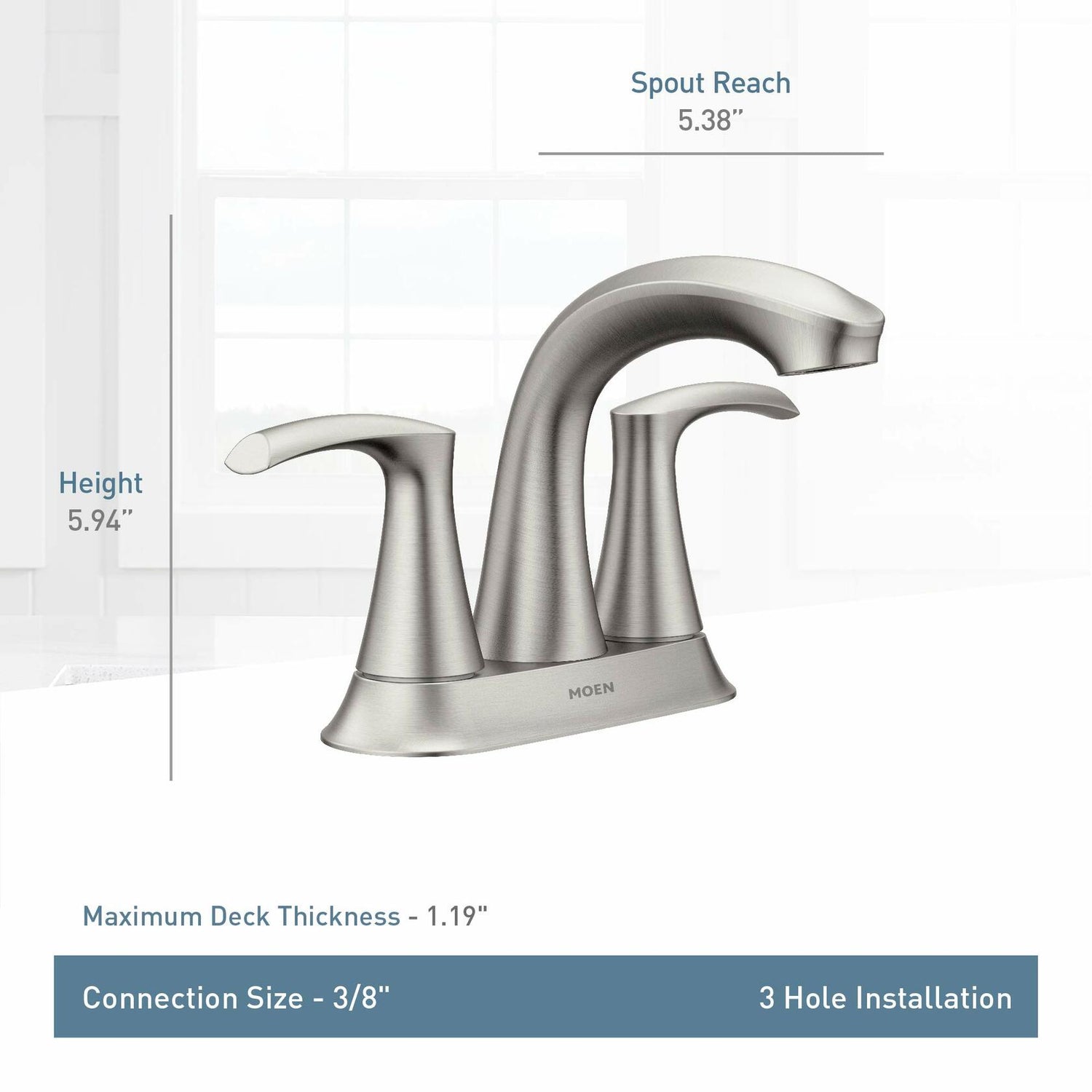 MOEN Graeden 84137SRN Two handle 4-in Centerset Bathroom Faucet in Spot Resist Brushed Nickel