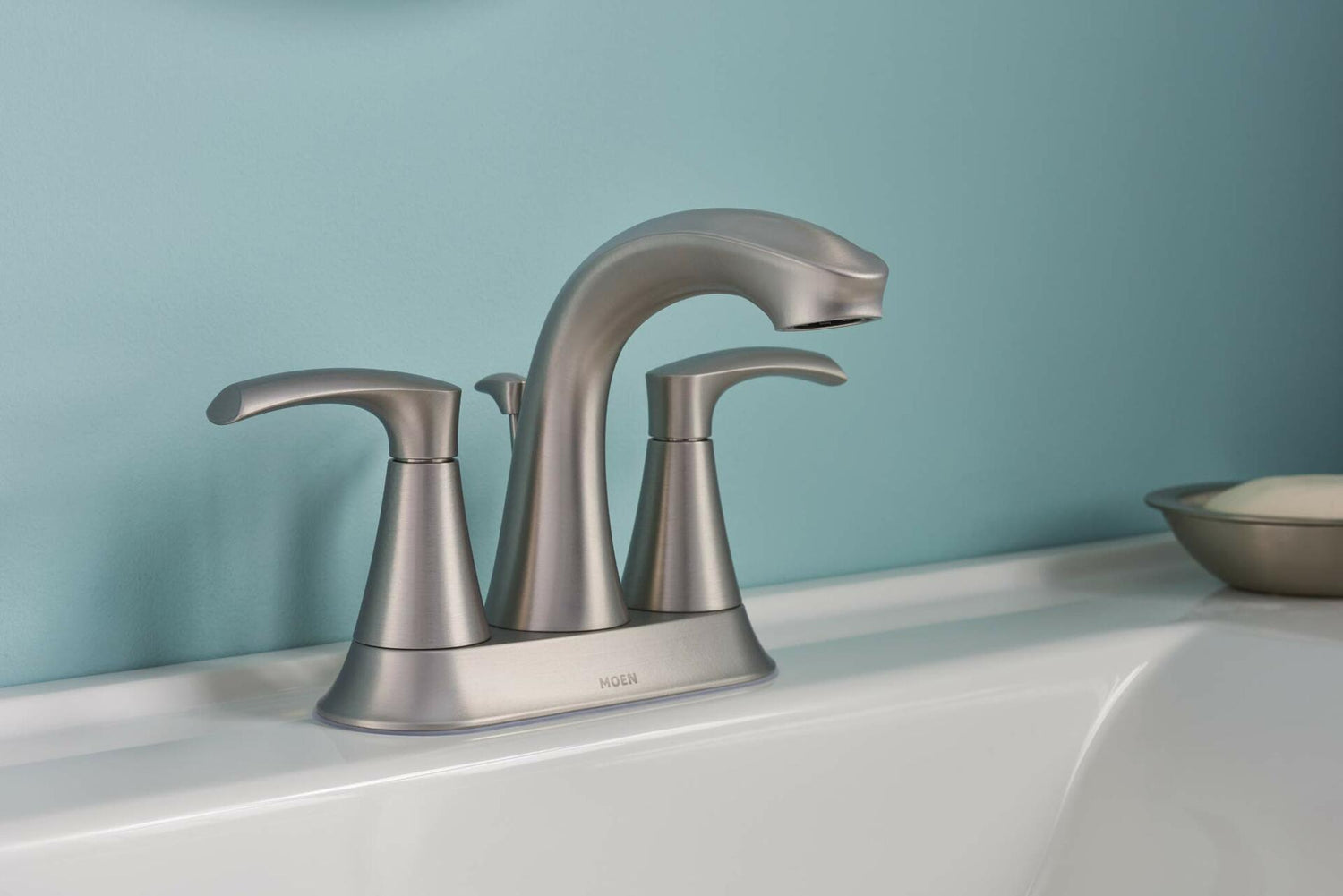 MOEN Graeden 84137SRN Two handle 4-in Centerset Bathroom Faucet in Spot Resist Brushed Nickel