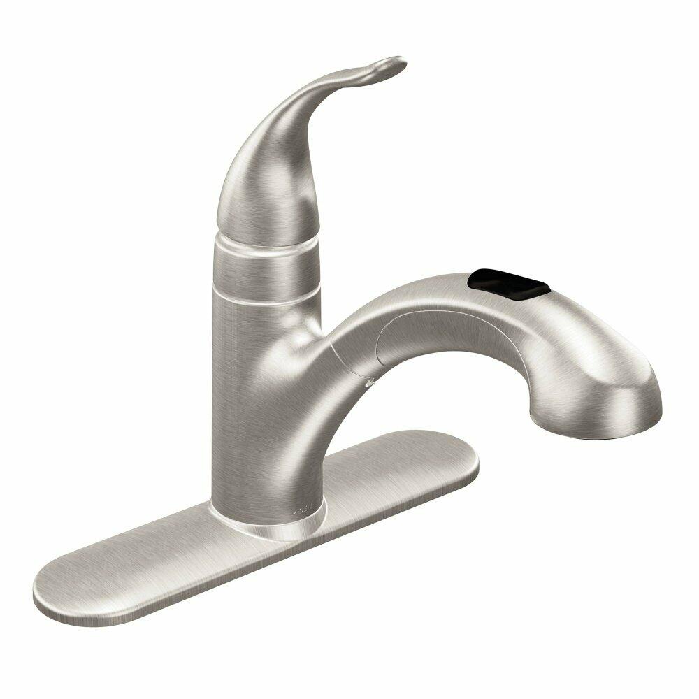 MOEN Integra 67315SRS Single-Handle Pull-Out Sprayer Kitchen Faucet with Power Clean in Spot Resist Stainless
