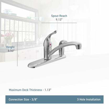 MOEN Chateau 7434 Single-Handle Standard Kitchen Faucet with Side Sprayer on Deck in Chrome